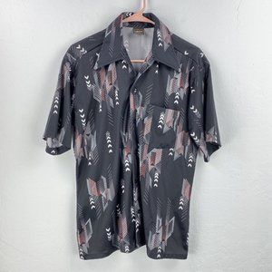 Studio One Campus Disco Button up‎ Shirt Mens L Vintage 70s Arrows Made In USA